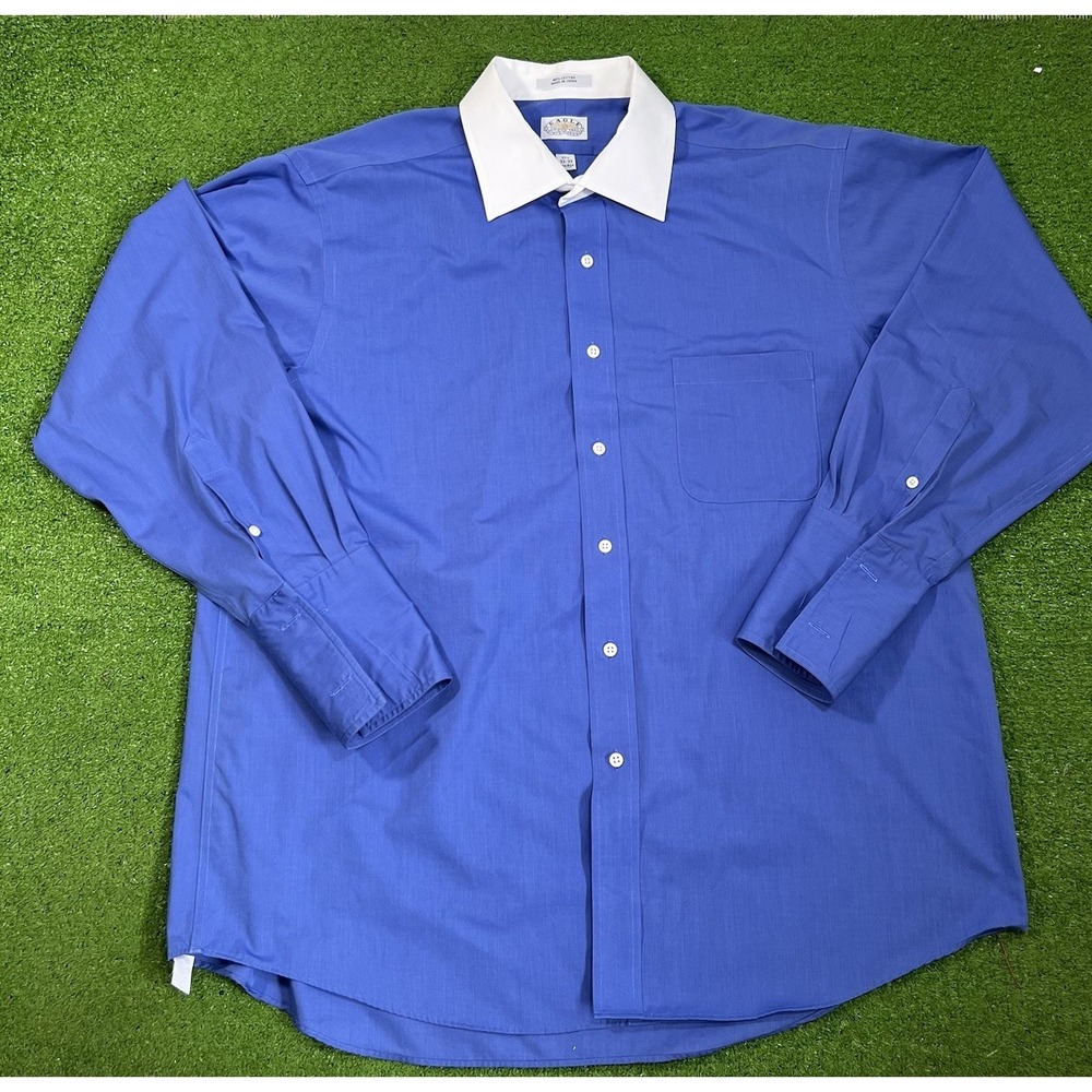 Vintage Eagle Shirtmakers‎ Dress Shirt XL French Cuff  Banker Collar Business